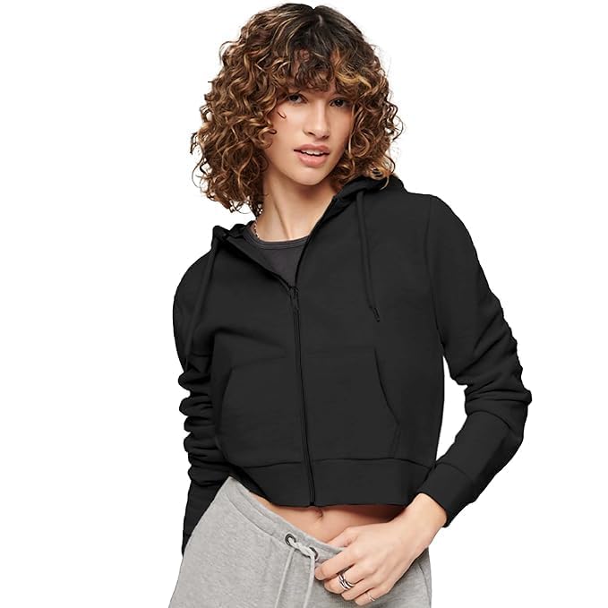 Women's Casual Cropped Zip-Up Hoodie Gallery
