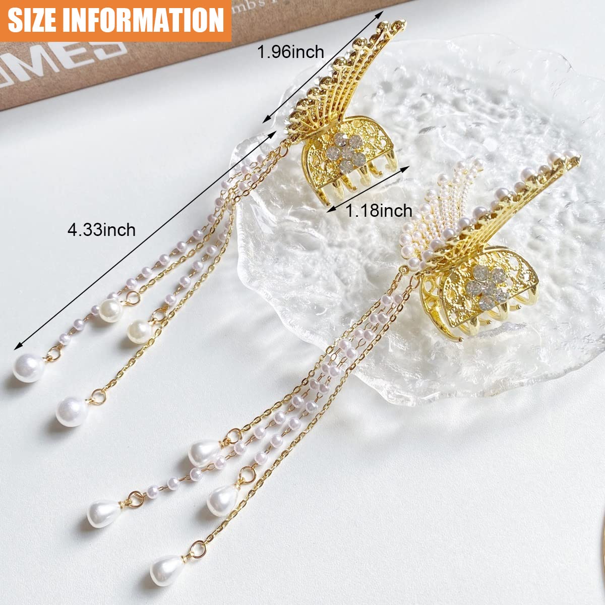 Pearl Wing Tassel Hair Claw Clip for Women Gallery